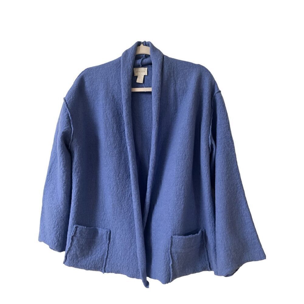 Chico’s 100% wool jacket blue sz small Chico’s 0